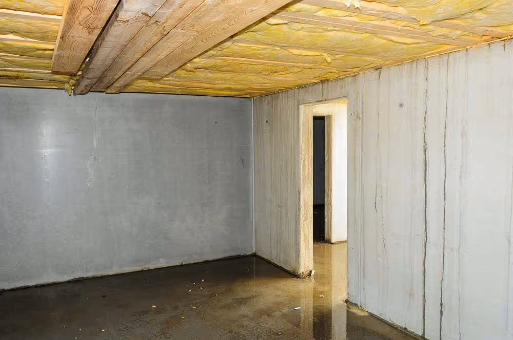 Damp basement with mold growth in Indianapolis